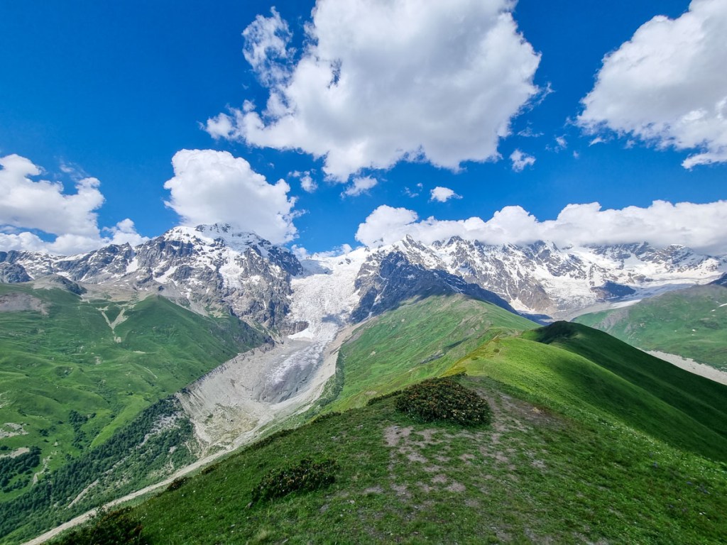 A beautiful view on Tetnuldi mountain and Adishi glacier. Highlander Adventure, Biliki App